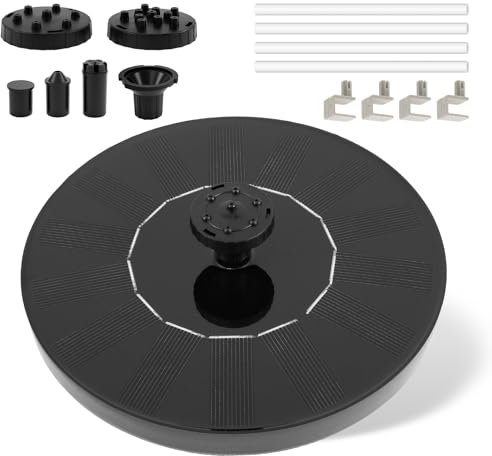 Foppla Foppla Stabile Vogeltränke Brunnenpumpe, doppellagig, Filtration, solarbetriebene Springbrunnenpumpe mit 7 verschiedenen Düsen für Garten, Teich, Pool, Outdoor (schwarz)