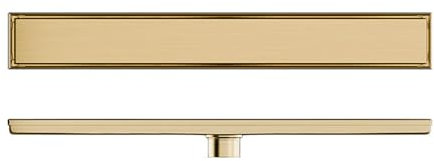 Desagüe de ducha lineal, rectangular de acero inoxidable, reversible, 2 en 1, rejilla extraíble, dorado, 8,5 x 60 cm