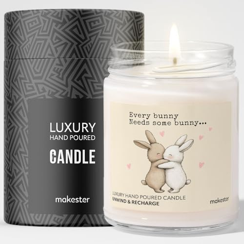 Rabbit Gifts - Luxury Soy Wax Candle - Vanilla, Jasmine, Sugared Almond - Makester
