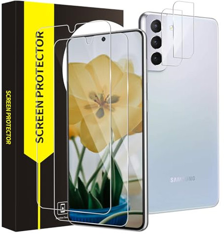 Bodyguard 2+2 pièces Verre Trempé pour Samsung Galaxy S22 5G, Caméra Protecteur, Dureté 9H protection écran, 2.5D Vitre Protecteur, sans bulles, Haute Sensibilité, HD Samsung S22 vitre protection