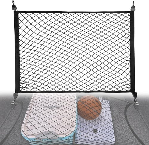 Car Cargo Net,Adjustable Organizer Storage Net,60 x 40cm Elastic Nylon Mesh | Baggage Organizer,Cargo Boot Netting Universal Fit for Luggage,Car Boot,Trunk,Vehicle,Van,SUV,4 Hooks Included