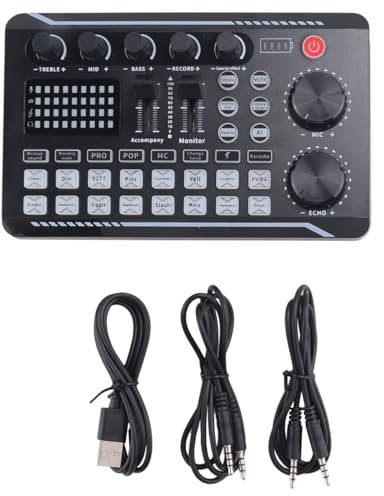 CAIONPLE F998 Tarjeta de Sonido Micrófono Sonido Interfaz de Audio Mezclador Tarjeta de Sonido Consola Mezcladora Amplificador para Teléfono Pc