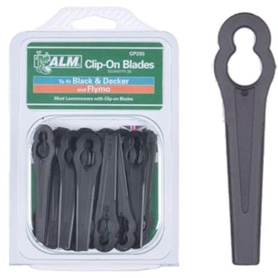 HOCHSTE® Replacement Plastic Blades for Flymo, Clip-on Blade, 8 Type Mounting, Long Lifespan, Robust & Sturdy Design, Suitable for Garden & Lawns, Pack Of 20