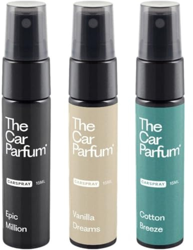 The Car Parfum Auto Parfum – Auto Duftspray – Autoparfum Geschenkset für ihn – 3 Frische Düfte – Epic Million, Vanilla Dreams, Cotton Breeze
