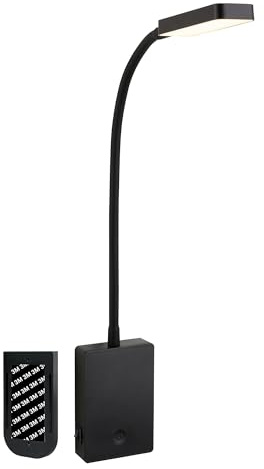 BRILONER - LED Leselampe ohne Stromanschluss und ohne Bohren mit Akku, Touch, dimmbar, warmweißes Licht, Wandleuchte, Wandlampe zum Kleben, Bettlampe, Leselicht, Nachttischlampe, 6x3x50 cm, Schwarz