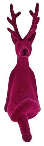 MACOSA AM5185 Kantenhocker Rentier 20,5 cm Grau, Pink od. Lila Kunststoff beflockt Dekorentier Dekofigur modern Weihnachten Dekoration Weihnachtsdeko (Lila)