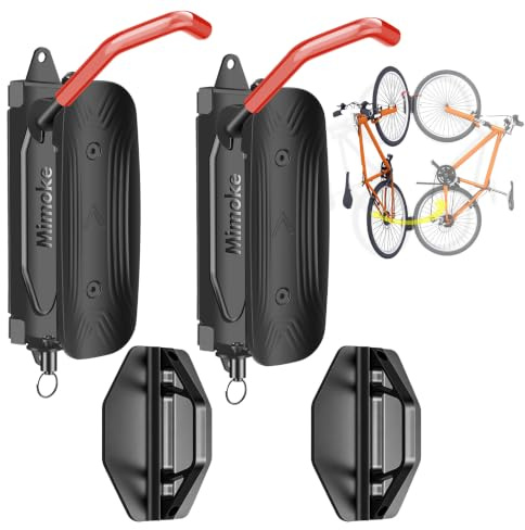 Mimoke Support mural pivotant pour vélo, vertical, pour garage, VTT et vélo de course (crochet rouge, 2 pièce)