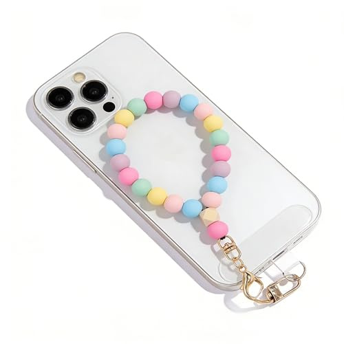 PjuQow Handykette Kurz, Handyanhänger, Handykette Handgelenk, Handyband Kurz, Handykette Perlen Kurz, 10 x 8 cm, Schlüsselring, Praktisches Accessoire für den Alltag