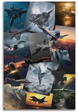 OKNGB Poster mit Militärflugzeug, B-2 A-10 Su-57 FA-18 F-22, dekoratives Gemälde, Leinwand, Wandposter und Kunstdruck, moderne Familienschlafzimmer-Dekoration, Poster, 30 x 45 cm