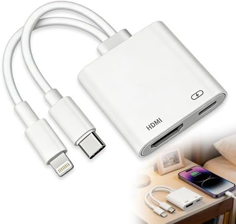 Adattatore USB C HDMI, adattatore da USB C e Lightning a HDMI digitale AV con 4K 60Hz, porta di ricarica, convertitore video audio sincronizzatore, compatibile con iPhone, iPad, MacBook per TV/Monitor