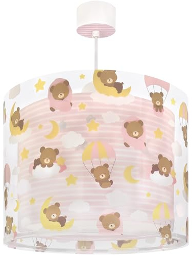 Dalber Kinder Pendelleuchte Baby Teddy Rosa Bären 41572MS | Hängelampe; Deckenleuchte; Kinderzimmer; E27 - 1 x 15W