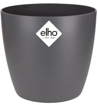 Elho Brussels Orchidée 12.5 - Pot De Fleurs pour Intérieur - Ø 13.0 x H 11.5 cm - Noir/Anthracite