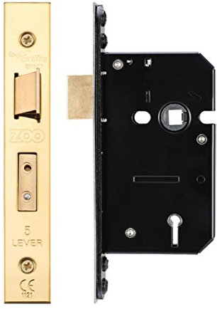 Zoo Hardware 5 Lever Mortice Sash Lock 64mm PVD Brass Forend and Strike From The Door Handle Store