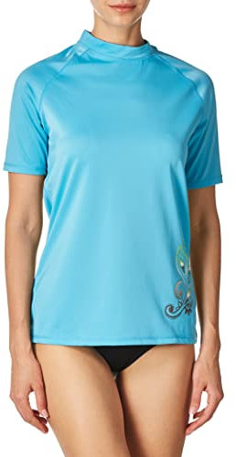 Kanu Surf Damen kurzärmeliger Active Topmarina A. Ttiva De Manga Curta E UPF 50+ Da Marinamarina Rashguard & Workout Top Rash-Guard-Shirt, Marina Aqua, XL