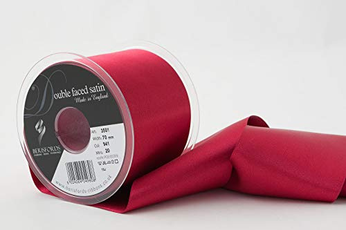 Berisfords Double Faced Satin Ribbon, Cardinal, 70 mm Width, 20 metre Length