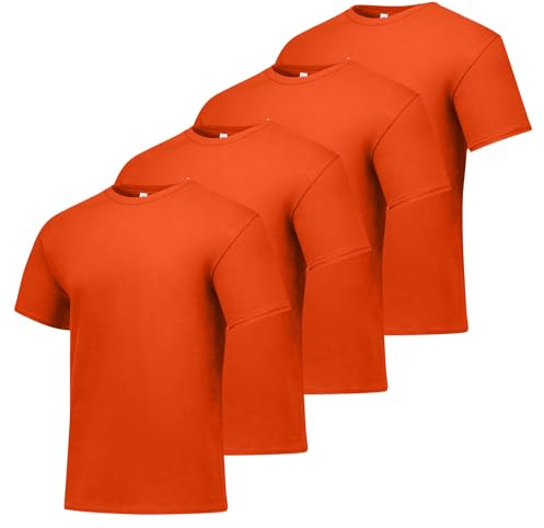 Hanes mens Essentials Short Sleeve T-shirt Value Pack (4-pack) athletic t shirts, Orange, Small US
