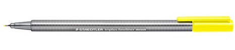 Staedtler 334-101 Triplus Fineliner (Dreikant, Superfeine, Metallgefasste Spitze, Linienbreite ca. 0,3 mm, 10 Stück) neon gelb