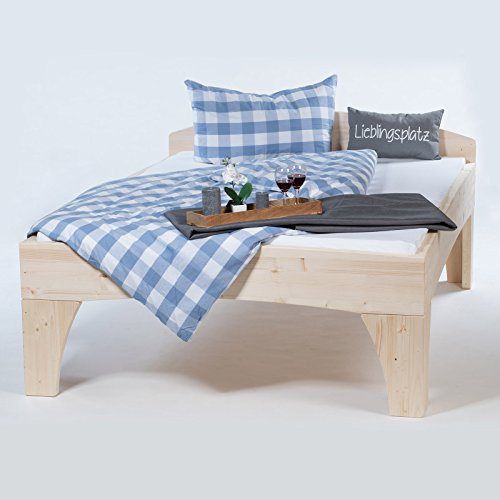 TUGA - Holztech Zinkenbett Naturholzbett Daybett Holzbett Bett Doppelbett 80 90 120 140 160 180 200 x 200 220 (180 x 220)