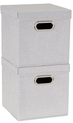 Household Essentials Set of 2 Grey Cafe Storage Containers with Lid and Handles 804-1