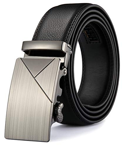 MRACSIY Männer automatische Schnalle Gürtel aus echtem Ledergürtel Schwarz (B) 3.5 cm * (L) 120 cm