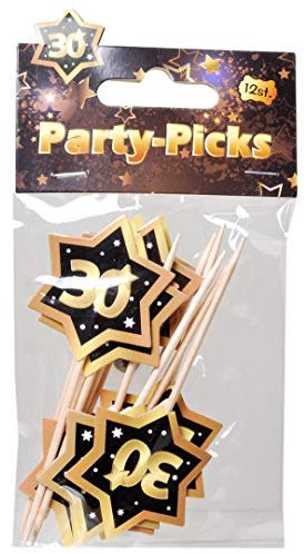 UDO Schmidt GmbH Party Picks Mini Plug 30 Zwart Goud Party Decoratie Verjaardag Decoratie Buffet Decoratie
