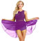 dPois Damen Ballettanzug Ärmellos Chiffon Tanzkleid Tanz Ballett Trikot mit Asymmetrisch Rock Turnanzug Ballett Tanz Leotard Latein Salsa Kleid Violett XS