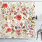 ABAKUHAUS Bunt Duschvorhang, Abstrakte Blumen Rosen, Stoffliches Gewebe Badezimmerdekorationsset mit Haken, 175 x 220 cm, Korellenrot Rosa