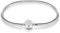 Gnoce Sterling Silber Basic Charm Armband Zierlicher Armreif mit Kristallrand Verschluss Armbänder Damen DIY Schlangenkette 18K Rosegold plattiert Liebenswerte Geschenke für Sie (Silber, 19)