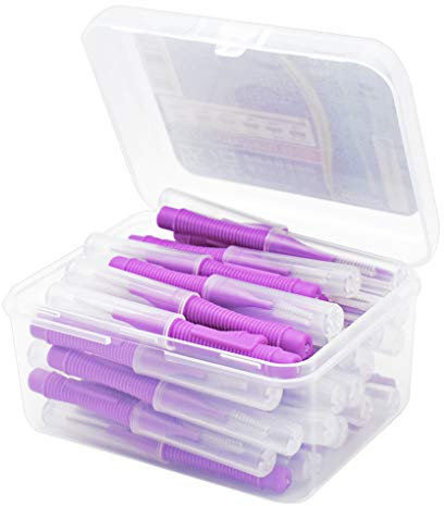 Lot de 40 brossettes interdentaires à main pour hygiène bucco-dentaire d'intérieur Violet 1,2-1,5 mm