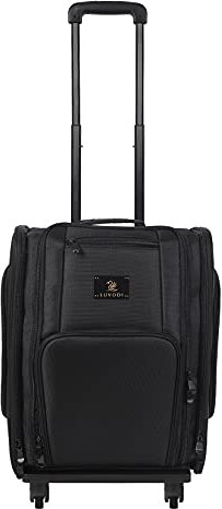 Luvodi Portable Travel Trolley Cosmetic Case Organiser - Makeup Artist Train Case with Brush Holder, Clear-Cover Pouches, 4 Wheels