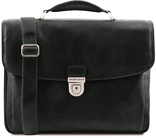 Tuscany Leather Alessandria TL SMART Multifach-Notebooktasche aus Leder Schwarz