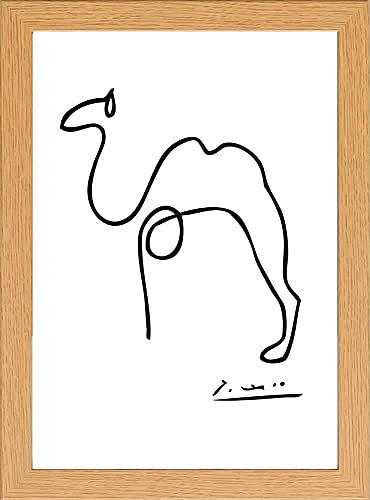 Picasso Kamel Minimalistische Linie Zeichnung Echt Glas Front gerahmter Kunstdruck 25,4 x 34,3 cm Rahmen