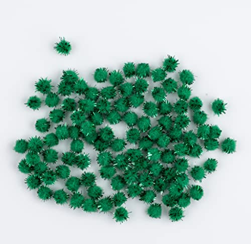200 mini pompons zum basteln glitzer glitter grün in 10mm klein bastel zubehör pom pom bunt kugeln ponpons deko pompom plüsch