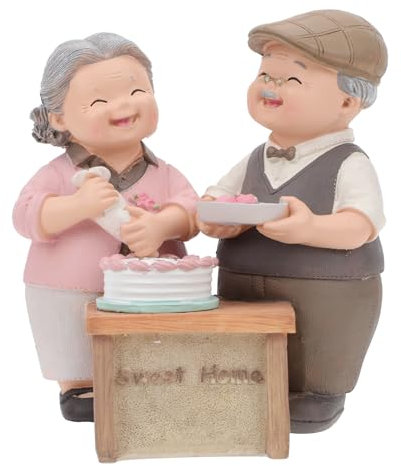 Housoutil ältere Paar Figuren Liebespaar Skulptur, Harz Oma Und Opa Tortenfiguren Figuren, Liebespaar-Figuren Für Valentinstag Jubiläum Hochzeitstag Geburtstag DIY Party Deko Ornamente