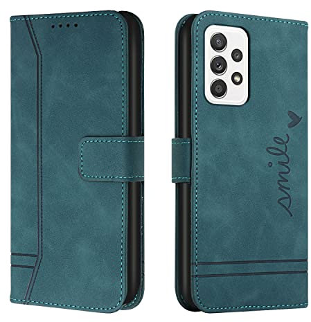 Trugox Handyhülle für Samsung Galaxy A53 5G Hülle Klappbar Klapphülle mit Kartenfach Handytasche Handy Schutzhülle Tasche Leder Wallet Flip Case Slim Book Cover - Blaugrün