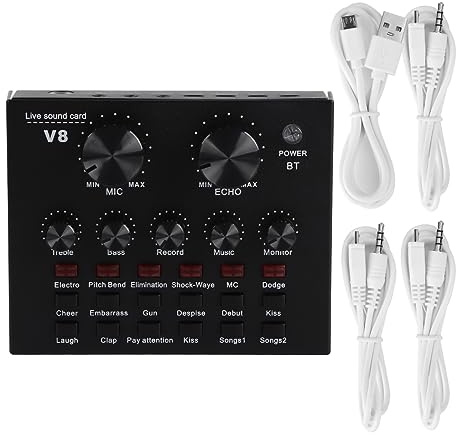 Scheda Audio Live V8S, Dispositivo di Cambio Voce per Scheda Audio Portatile per Trasmissione in Diretta, Scheda Audio Esterna Multifunzione per Computer con Telefono Cellulare Karaoke