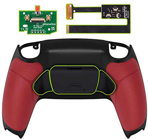 eXtremeRate Rise 2.0 Remap Kit Programmable pour ps5 Manette BDM-010&020, Coque Arrière Redessinée avec 2 Palette pour ps5 Manette, Carte améliorée, Fond Noir et Rouge