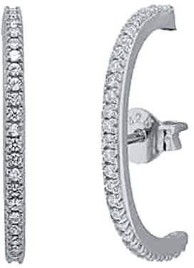 Daesar Damen Ohrringe Stecker Silber 925, Ohrringe E Form mit Zirkonia Frauen Ohrstecker Silber Nickelfrei Modeschmuck