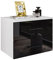 lukmebel Hängender Nachttisch LINA II 55x42x37 cm- LED Beleuchtung - Nachtkästchen - Weiß/Schwarz Hochglanz - Griffe - Nachtschrank - Beistelltisch mit Schublade - Schlafzimmerschrank