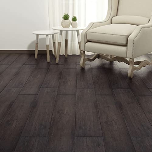 HOMIUSE PVC Laminat Dielen 5,26 m² 2 mm Eiche Dunkelgrau PVC Bodenbelag Selbstklebend Laminatboden Fliesenaufkleber Holzoptik Bodenfolie Selbstklebend für Küche Bad Flur Wohnzimmer Einfache Montage