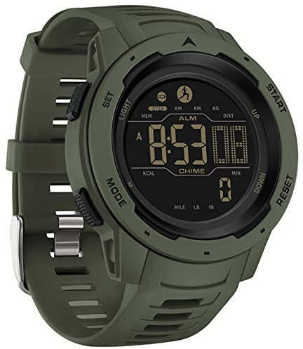 findtime Mens Digital Watch Military Watches for Men Step Calorie Counter Watch Pedometer Stopwatch Alarm Multifunction LED Backlight 5ATM Waterproof Watch for Men