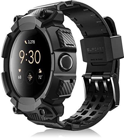 SUPCASE Cinturino per Google Pixel Watch/Pixel Watch 2 41 mm (2022/2023) [Unicorn Beetle Pro] Bumper con cinturino di ricambio protettivo robusto con cinturino di cinghia, nero, Classico