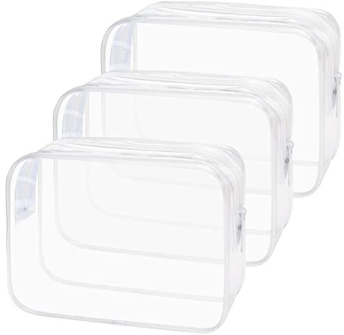 ANRUI 3 Stück TSA-zugelassen Durchsichtige Reise-Kulturtasche, Kulturbeutel Transparent zum Transport von Flüssigkeiten, Kosmetiktasche Toilettentasche für Damen Herren, Transparent Klar