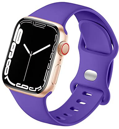HdanMole Kompatibel mit Apple Watch Armband 38mm 40mm 41mm 42mm 44mm 45mm 46mm, Weiches Silikon Sport Armband Ersatz für iWatch Series 10 9 8 7 6 5 4 3 2 1 SE Herren Damen, Lila