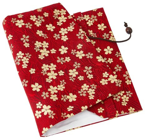 SUPERFINDINGS A5 Buchumschläge Buchhülle Aus Stoff Buchschutzmit Blumenmuster Rechteckiger Scrapbook Einband FireBrick Stoff Neuartiger Einband Für Notebook Auffaltung: 21.4x16.4x0.3cm