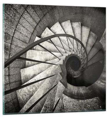 Bilder auf Glas 40x40cm Glasbild Treppe Die Architektur Industriell Klein Wanddeko Bild im Glas Schlafzimmer Küche Deko Wandbilder Dekoration Wohnzimmer Modern Wand Kunstdruck Art GAC40x40-5930