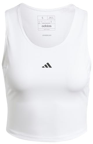adidas Damen Techfit Cropped Training Tank Top, White, L