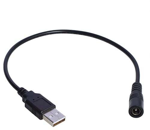 Zeizafa Câble connecteur mâle vers femelle USB vers prise 5,5 mm x 2,1 mm 5 V prise d'alimentation 5 V câble adaptateur de charge USB mâle vers DC 5,5 x 2,1 mm femelle cordon adaptateur de charge