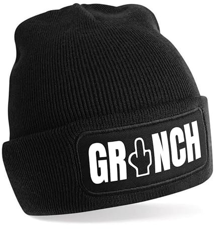 Herzbotschaft Beanie Strickmütze mit Spruch | GR NCH | schwarz | Unisex SoftTouch angenehm weiche und warme Wintermütze | OneSize Einheitsgröße für Erwachsene