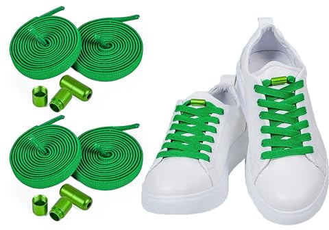 ELANOX® Elastische Schnürsenkel ohne Binden 8mm für 2 Paar Schuhe – Extra Stark mit Metallverschluss – Flache Gummischnürsenkel für Sneaker & Sport